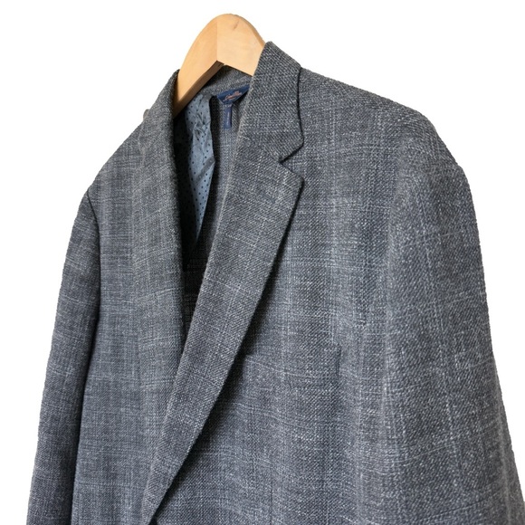 Good Man Brand Men's 2XL Gray Plaid Wool Blend Sport Coat Business Casual - Picture 2 of 13